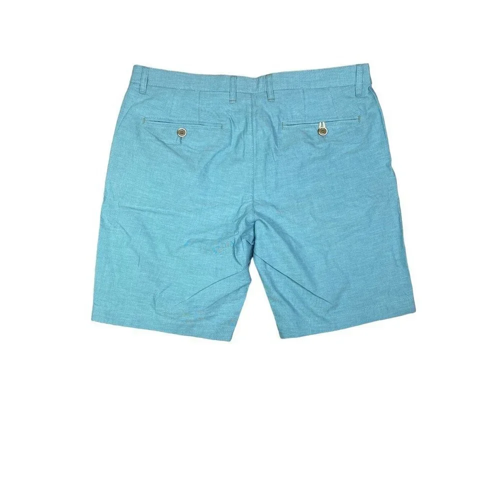 Ted Baker Mens Chino Shorts Blue Flat Front Pockets 100% Cotton Twill Zip 36 New
